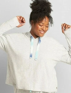 LIVI Cropped Hoodie Grey Ombre Drawstring Plus Size 22/24 NWT* - Picture 1 of 2