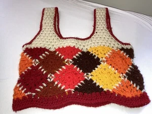 Vintage Youth Crochet Vest Clothing Medium Baar and Beards Autumn Colors 1970’s - Picture 1 of 5