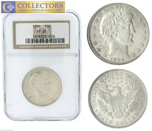 KEY DATE 1894 Barber Silver Half 50c Dollar NGC PF PR 65 Proof Certified Coin - Picture 1 of 5