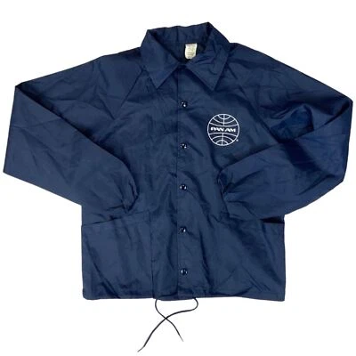 VTG 1970s PAN AM AIRWAYS NYLON WORKWEAR JACKET SURFER WINDBREAKER 36” S - Image 1 of 4