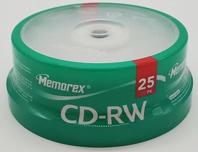 MEMOREX CD-RW 25 包 可录制 可重复使用 80 分钟 700 MB 4x 多速 - 全新 — 第 1/2 张图片