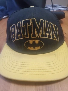 Vtg Batman Dark Knight Adjustable Cap Hat Black And Yellow Rare Comics - Picture 1 of 4