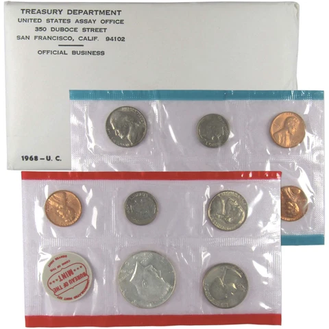 1968 U.S. Mint Set Uncirculated Original Government Packaging OGP Collectible Cover