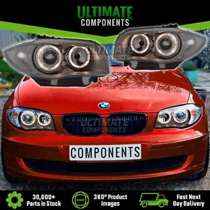 BMW 1 Series E81 E87 2004-2012 Projector Halo Angel Eye Headlights Pair Chrome - Picture 1 of 14