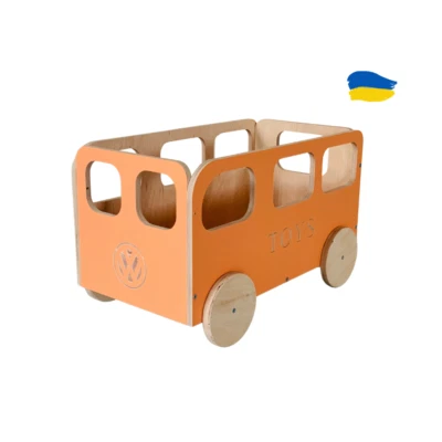 Caja de almacenamiento de juguetes Montessori de madera contrachapada con ruedas Foto 1 de 4