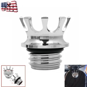Crown Gas Cap Fuel Tank Right-hand Thread Fit For Harley ’92-later XL Chrome - Picture 1 of 6