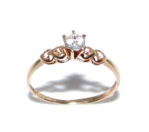 Donna/Donna 18ct 18carat Oro Giallo & Pietra Trasparente Abito Anello Misura M - Foto 1 di 12