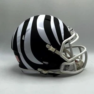 Cincinnati Bengals CUSTOM Matte Black - White Stripes Mini Football Helmet - Picture 1 of 3