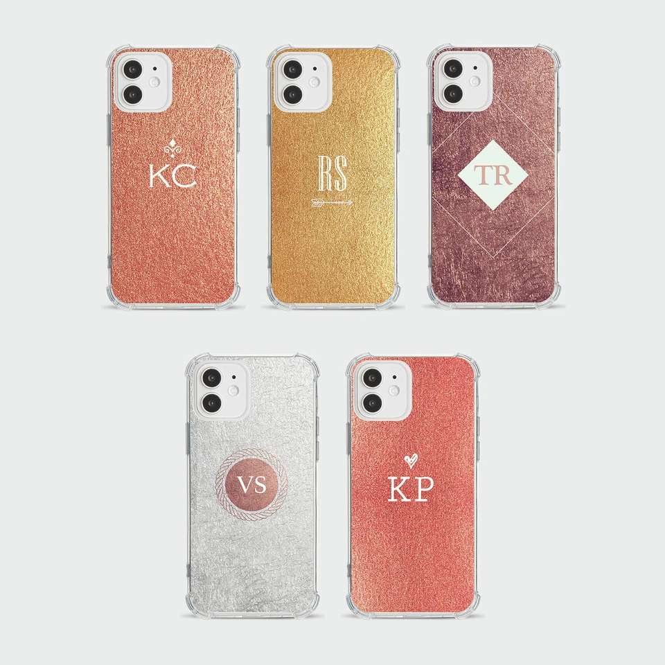 PERSONALISED CASE FOR IPHONE SHOCKPROOF PHONE COVER ROSE GOLD FOIL METALLIC - Image 1 of 1