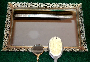 Vintage Wall & Hand Mirror And Brush - Picture 1 of 11