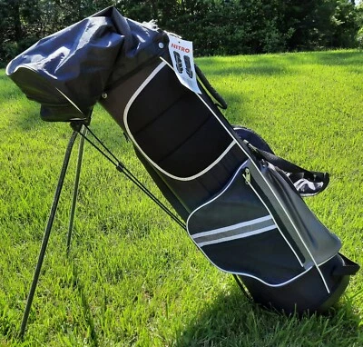 Nitro Golf Bag NWT Stand Rain Hood 6-Way Divider Zipped Pockets Carry Straps Blk - Image 1 of 4