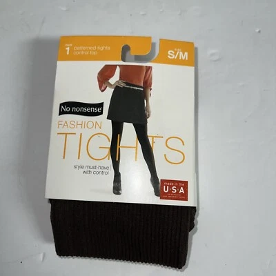 New Women’s No Nonsense Espresso Rib Fashion Tights Patterned Control Top S/M - Image 1 of 3