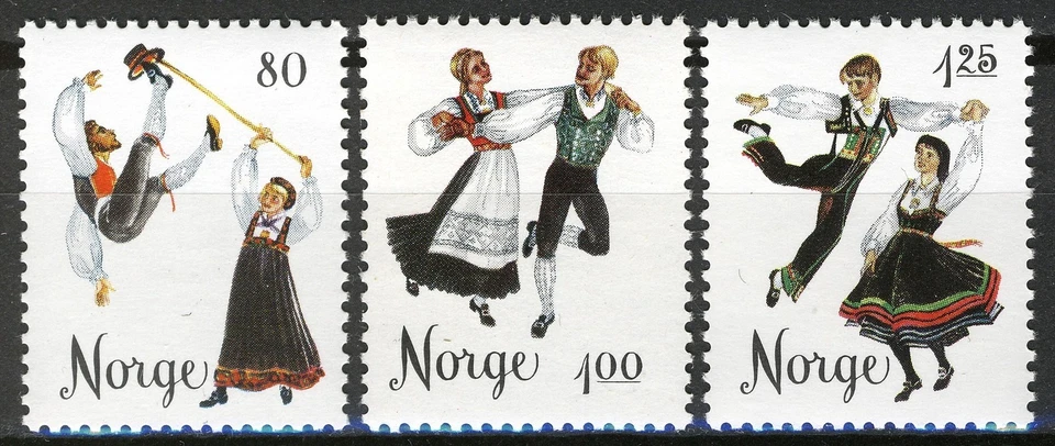 Norway 1976, Folk Dances MNH Sc 670-72 - Image 1 of 1