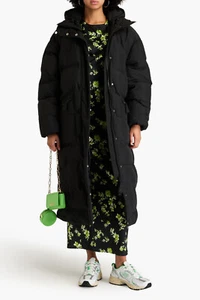 UVP650€ GANNI langer Wintermantel Gr. S-M gesteppt Logo schwarz Kapuze - Bild 1 von 7