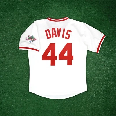 Eric Davis 1990 Cincinnati Reds World Series Men's Home White Cooperstown Jersey - Image 1 of 4