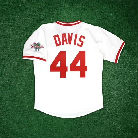 Eric Davis 1990 Cincinnati Reds World Series Men's Home White Cooperstown Jersey Cover