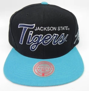JACKSON STATE JSU TIGERS MITCHELL & NESS DOUBLE LINE SCRIPT SNAPBACK CAP HAT NWT - Picture 1 of 11