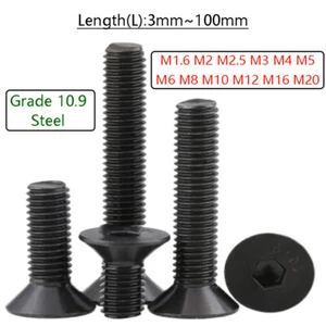 Senkkopf Innensechskantschraube schwarz Stahl Flachkopf Innensechskantschrauben M1,6-M20 - Bild 1 von 162