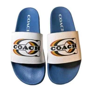NWT Coach CE496 Women's Uli Sport Slide with Stamp Chalk Sky Blue Shoe - Picture 1 of 4