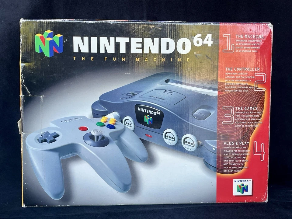 Nintendo 64 Console (N64)—Original Box & Styrofoam— Near CIB  —Tested & Working  - Image 1 of 4