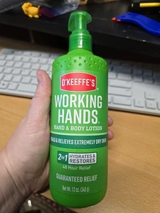 O Keeffe's Working Hands Hand and Body Lotion 12 Fl Oz 2 In 1 Hydrate & Restore - Picture 1 of 4