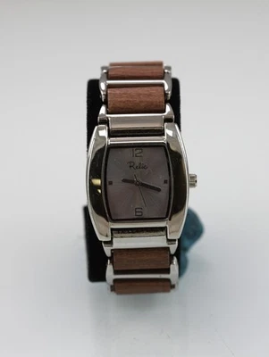 Reloj Reliquia Mujer Plateado Acero Inoxidable Madera Resistente al Agua Blanco Batería Cuarzo Foto 1 de 4