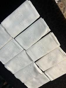 N° 58/ BELLE SERIE DE 10 SERVIETTES ANCIENNE DAMAS RECEPTION BANQUET MARIAGE - Imagen 1 de 9