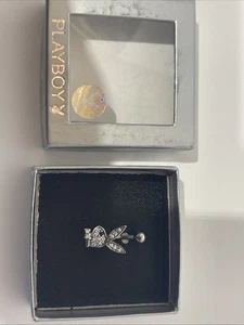 Sterling Silver Diamond Navel Piercing Playboy - Picture 1 of 7