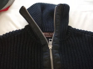 Michael Kors Mens S Black Chunky Knit Jumper 1/4 Zip Closure Stand Collar Italia - Picture 1 of 9