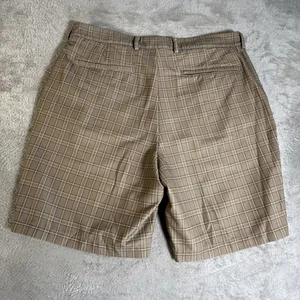 Pebble Beach Men’s Plaid Brown White Size 36 Performance Shorts - Picture 1 of 5