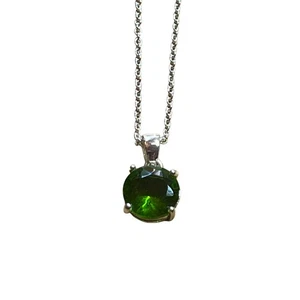 Cadena vintage tono plata con collar de imitación piedra verde. bisutería mujer - Imagen 1 de 6