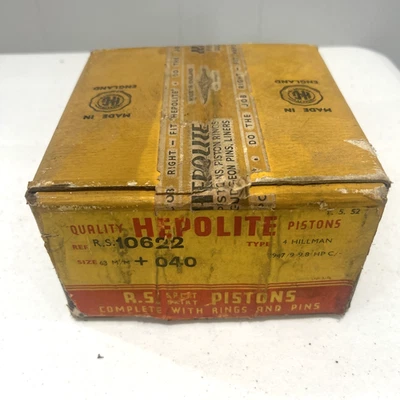 HEPOLITE ПОРШНИ RS 10622 HILLMAN 1947 63M/M + 040 ПОЛНЫЙ КОМПЛЕКТ ДВИГАТЕЛЯ ВИНТАЖНЫЙ юбка - Изображение 1 из 4