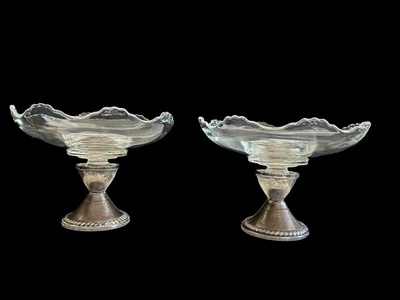 Par de compotas de vidrio ponderado de plata de ley Duchin Creation de colección Foto 1 de 4