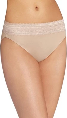 WARNER'S No Pinching No Problem Hi-Cut Brief with Lace TOASTED ALMOND XL - Image 1 of 4