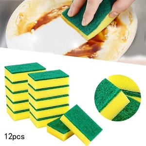 12PC Rectangle Scrub Sponges NonScratch Kitchen Sponges Heavy Duty Cellulose - Picture 1 of 6