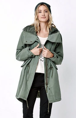 WOMEN'S/JRS OBEY BRIGHTON PARKA ARMY GREEN  NEW $185 jacket coat - Image 1 of 4