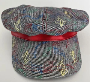 Vtg Baby Phat Gurlz Youth Newsboy Hat 7" Diameter Gray Logo Denim Red OS Kid Y2K - Picture 1 of 10