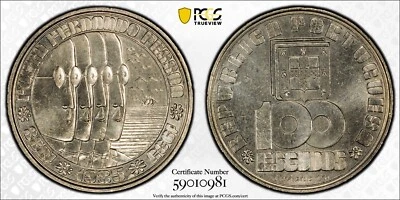 Portugal 1985 100 Escudos Copper-nickel Coin - Gernando Pessoa - PCGS MS64 - Image 1 of 4