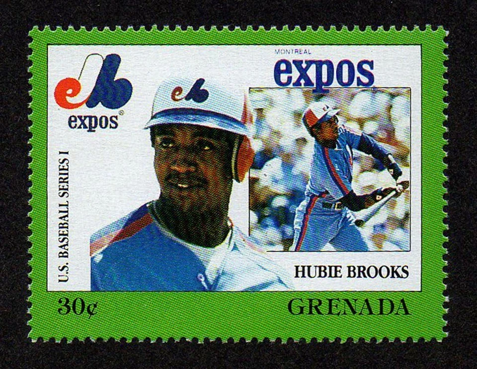 GRANADA, SCOTT # 1669-H, SELLO MNH JUGADOR DE BÉISBOL HUBIE BROOKS, EQUIPO DE EXPOSICIONES Foto 1 de 1