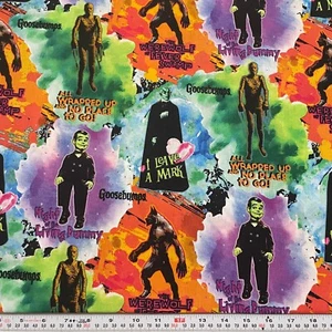 Goosebumps Monsters Splatter Springs Creative Cotton Fabric Remnant 16" x 44" - Picture 1 of 2