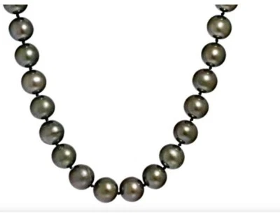 Ожерелье из белого золота 14 карат с черным культивированным пресноводным жемчугом родием 18 дюймов - Изображение 1 из 4