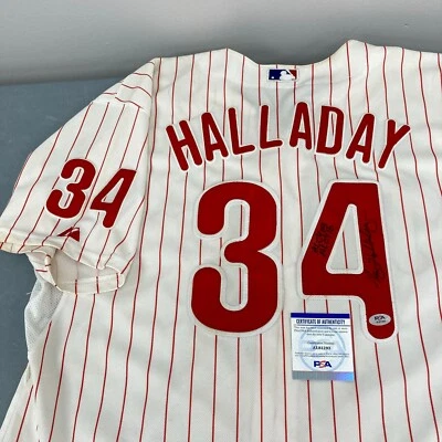 Roy Halladay Cy Young Award 2003 & 2010 Signed Philadelphia Phillies Jersey PSA - Image 1 of 4