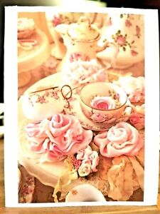 KITTY'S NOTE CARDS - Set of 10 + Envelopes "Pink Roses"