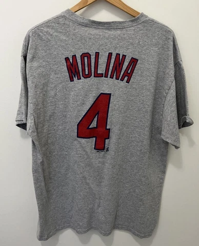 St. Louis Cardinals Shirt Size XL Yadier Molina Gray Yadi #4 Cover