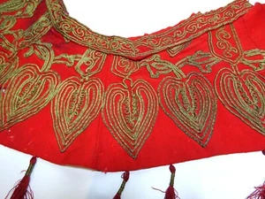 Fragmento Otomano Textil Siglo XIX Hilo Dorado Bordado Disfraz Asia Central - Imagen 1 de 11
