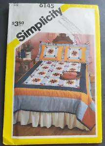 Simplicity 6145 Pattern Patchwork Quilt Pillow Sham 4 Sizes Quilt New Uncut - Picture 1 of 2