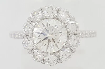 ArtCarved Penny Classic Round Diamond Halo Engagement Ring 2.01 ct 18k Rt $11.3K - Image 1 of 4