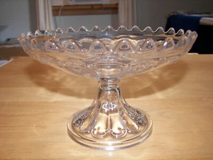 Antikes Juwel mit Tautropfen Fuß Kompott 1870 USA Glas Kansas State Serie - Bild 1 von 11