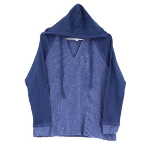 Style & Co. Women's Mixed Knit French Terry Hoodie, Large, Navy Combo - Picture 1 of 3