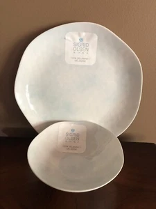 12 x Sigrid Olsen gehämmert MELAMIN SPEISETELLER & SCHALEN blau überbacken neu mit Etikett - Bild 1 von 10